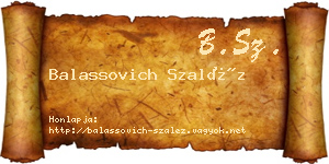 Balassovich Szaléz névjegykártya